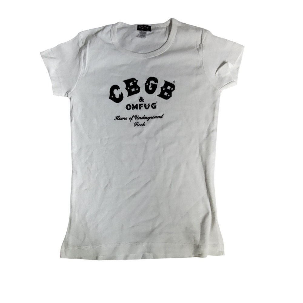 CBGB OMFUG Home of Underground Rock Graphic Baby Tee White Small Made in USA